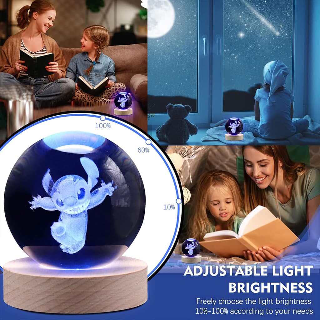 Lampe boule de projection en cristal 3D Stitch - Décoration - صورة 5