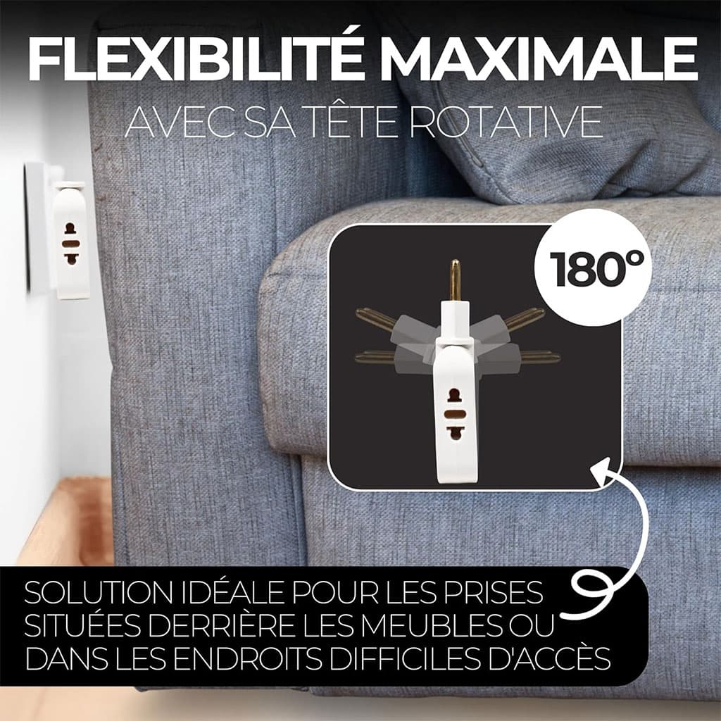 Pack 2 Multiprise Murale Plate Derrière Meuble avec USB – مقبس طاقة - Électronique - صورة 4