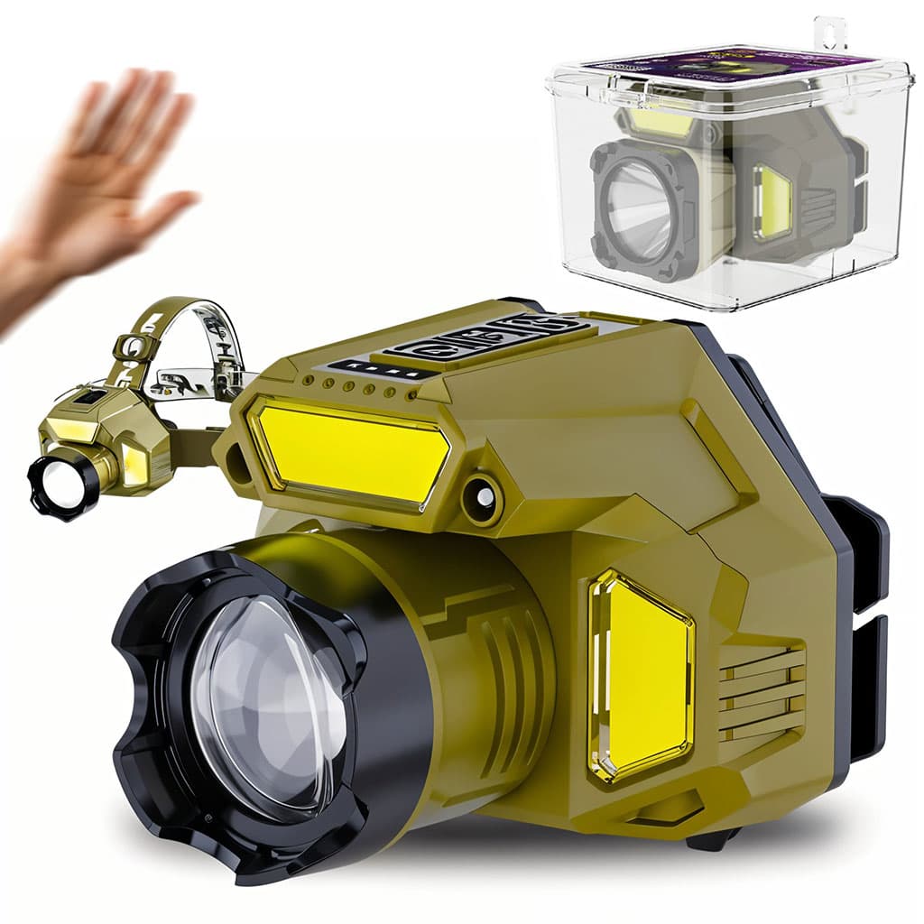 Lampe frontale rechargeable avec capteur de mouvement – مصباح مع مستشعر حركة - Camping et Randonnée - صورة 1