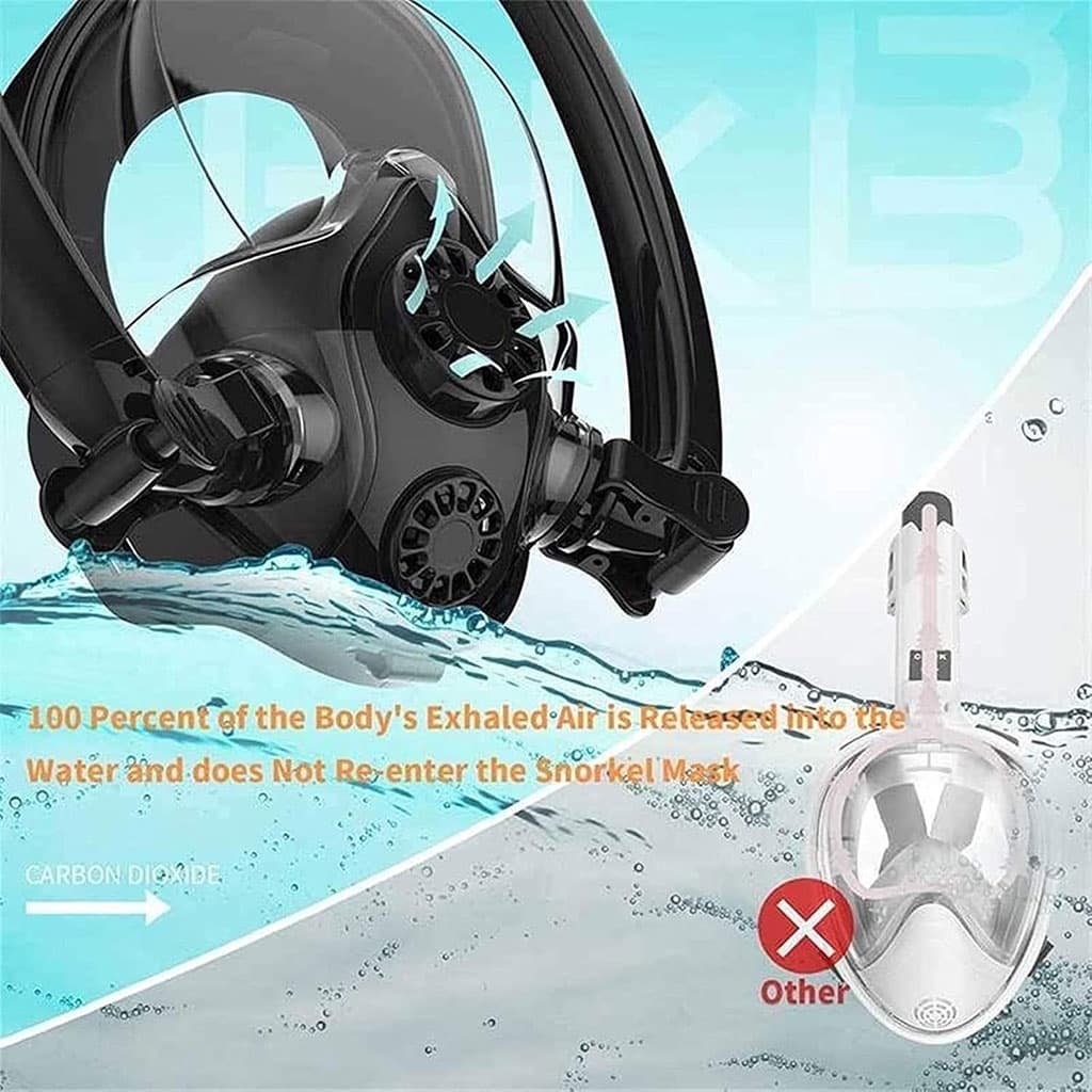 Masque de Plongée Intégral 180 ° Grande vue Anti-buée avec Double Tubes- قناع غوص إحترافي - Vacance & Loisir - صورة 5