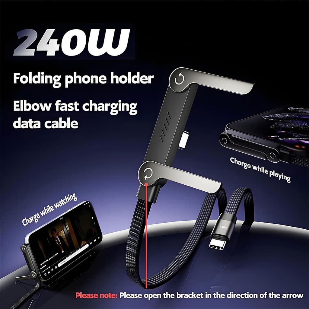 Câble de charge invisible avec support intégré charge ultra rapide 240 W – كابل شحن سريع وحامل هواتف - Divers - صورة 1