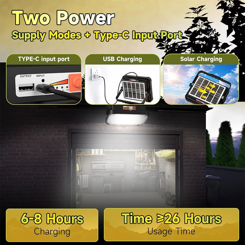Lampe Solaire Rechargeable LED 300 W Portable et Magnétique 26000LM – مصباح محمول قابل للشحن بالطاقة الشمسية - Électronique - صورة 2
