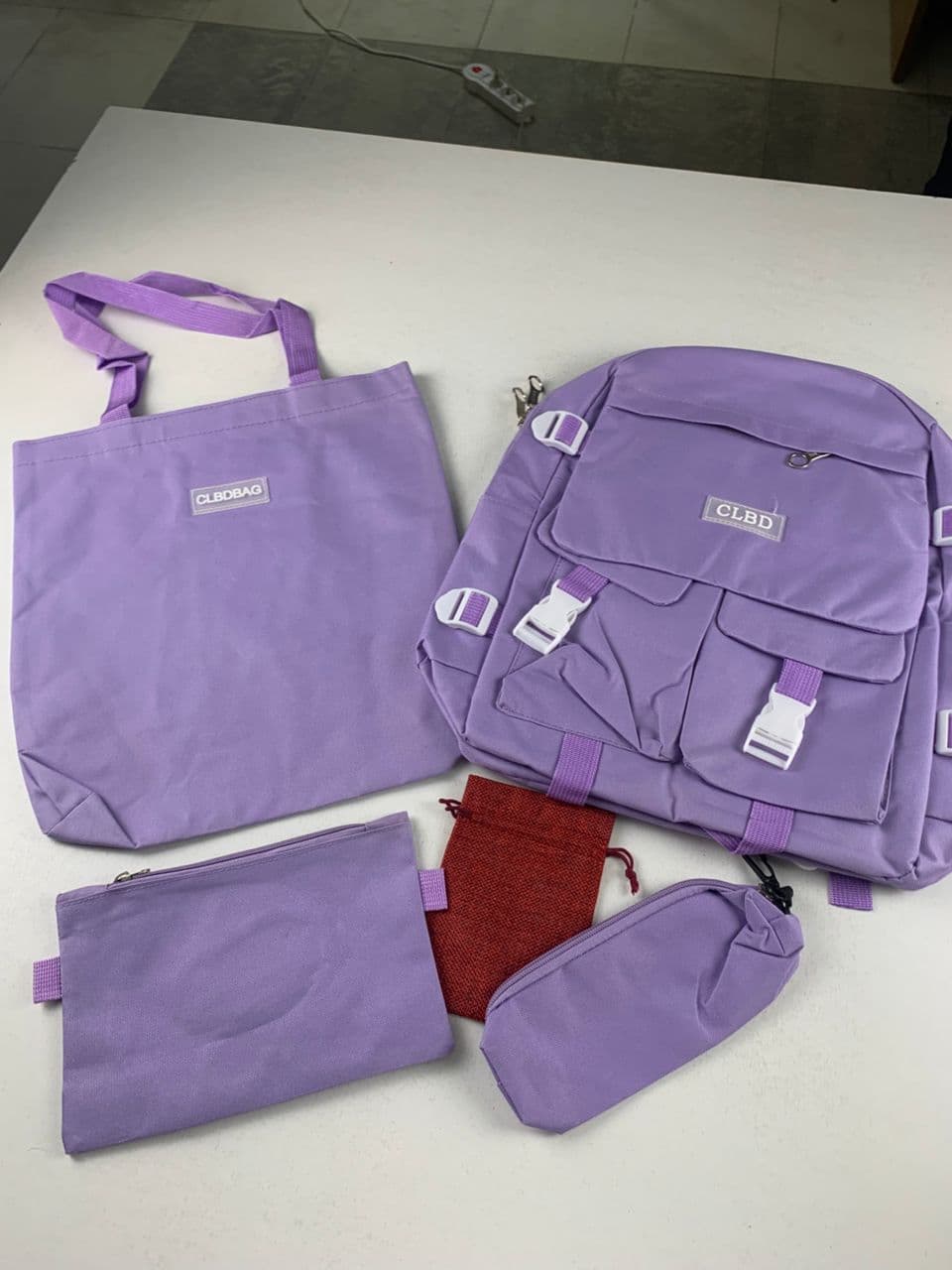 Ensemble de sacs d’école Kawai pour adolescents 5Pcs CLBD V2 Mauve – محفظة 5 قطع كاواي بنفسجي - Sac à dos et Mode - صورة حقيقية 5