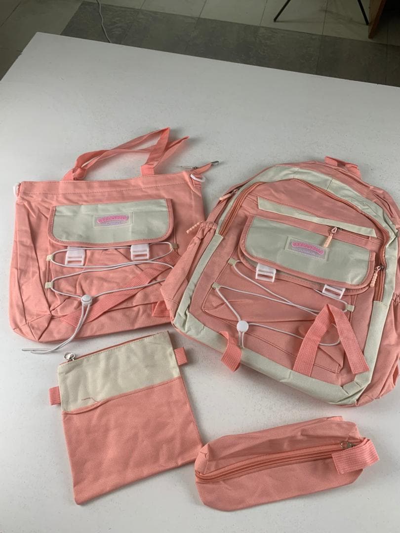 Ensemble de sacs d’école Kawai pour adolescents 4Pcs GUORANCHAO Rose – محفظة 4 قطع كاواي وردي - Sac à dos et Mode - صورة حقيقية 5