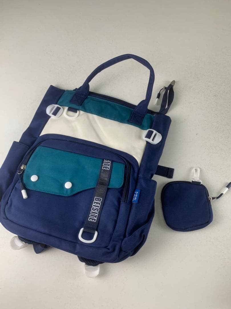 Ensemble de sacs d’école Kawai pour Enfants 2Pcs Avec Pochette Bleu – محفظة 2 قطع كاواي مع محفظة صغيرة أزرق - Sac à dos et Mode - صورة حقيقية 4