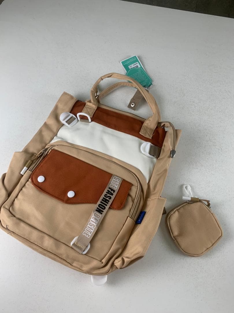 Ensemble de sacs d’école Kawai pour Enfants 2Pcs Avec Pochette Beige – محفظة 2 قطع كاواي مع محفظة صغيرة بيج - Sac à dos et Mode - صورة حقيقية 5