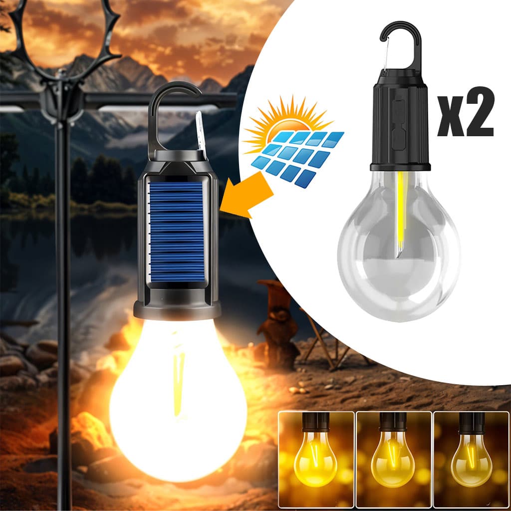 Pack X2 Lampe de Camping Solaire étanche et Rechargeable 3 modes d’éclairage T01-B – مصباح محمول بالطاقة الشمسية - Électronique - صورة 1