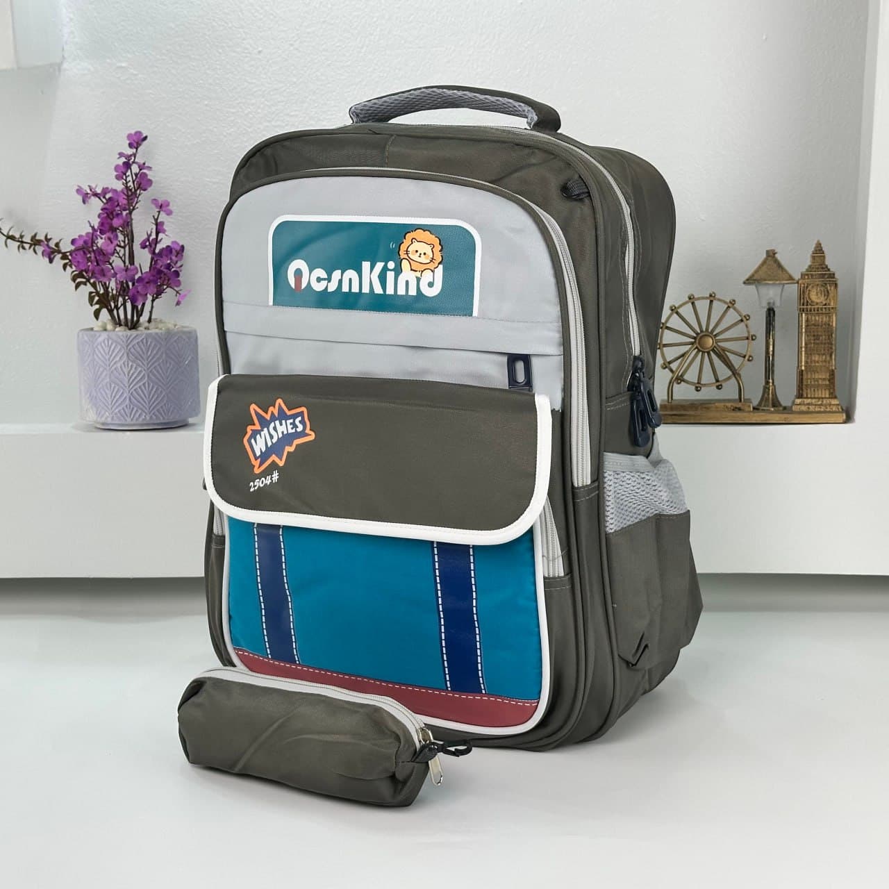 Sac à Dos pour Enfants avec Trousse Assortie 2504 Vert – حقيبة ظهر مدرسية للأطفال مع مقلمة أخضر - Sac à dos et Mode - صورة حقيقية 4