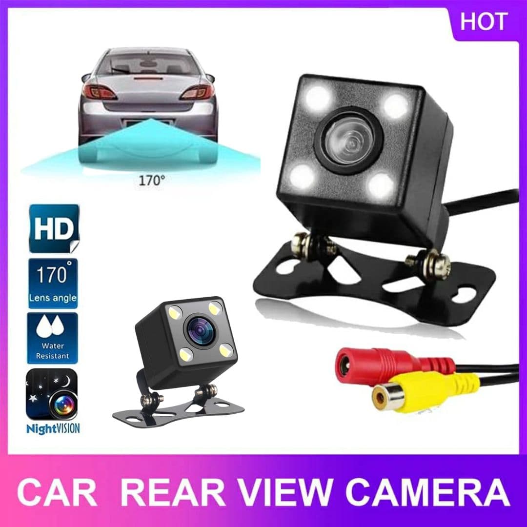 Caméra de recul | Universel | 4 LED | Vision nocturne | Ultrawide | Étanche - Accessoires Auto/Moto - صورة 1