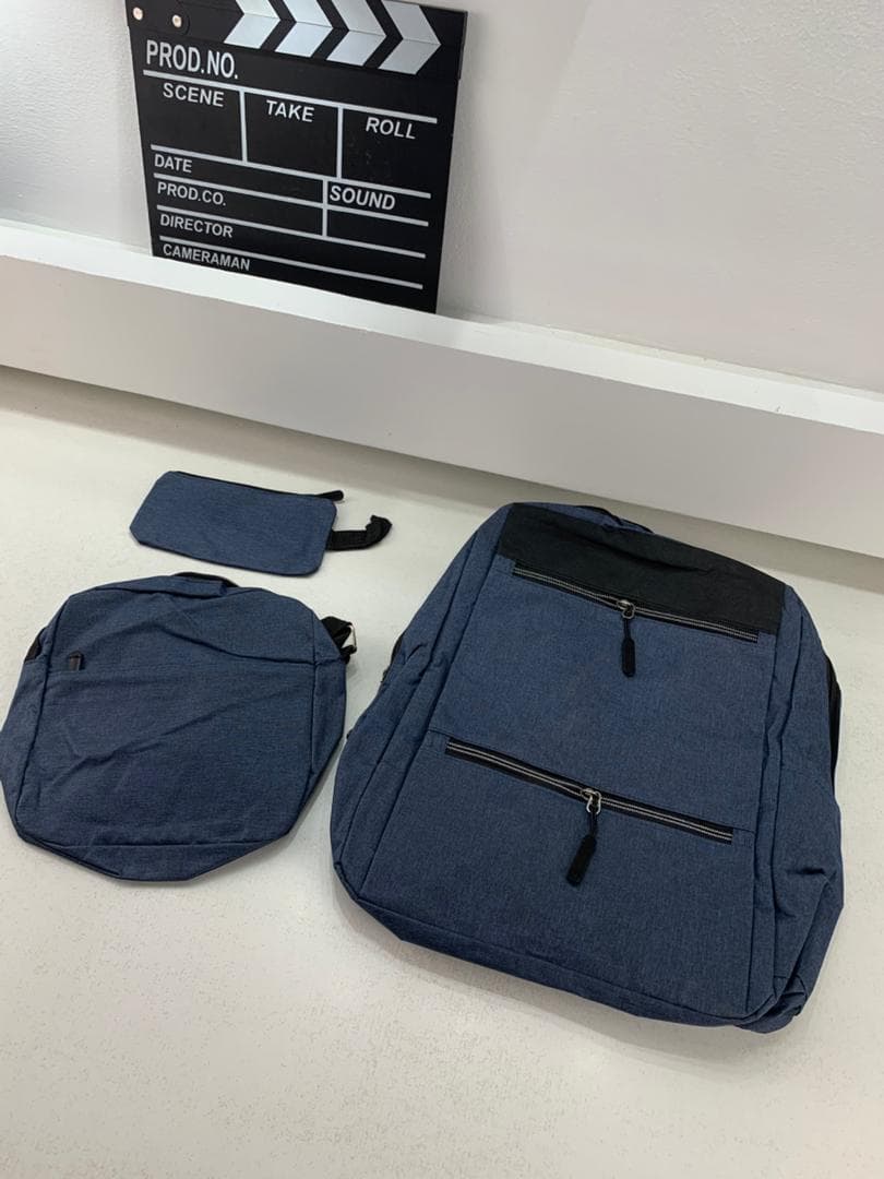 Sac à dos homme avec sac bandoulière et trousse 3en1 bleu 2775-11 – محفظة ظهر رجالية 3 قطع أزرق - Sac à dos et Mode - صورة حقيقية 3