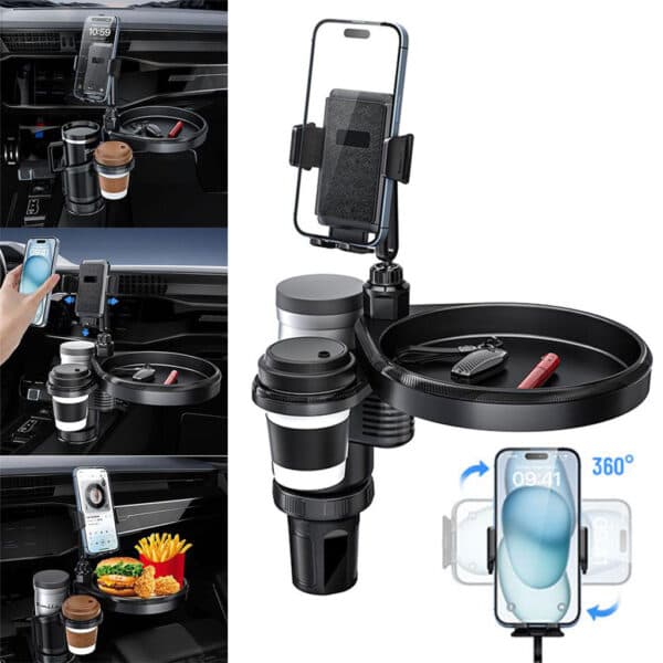 Plateau extensible 4 en 1 avec support de téléphone pour voiture – حامل أغراض ومشروبات في السيارة - Accessoires Auto/Moto - صورة 1
