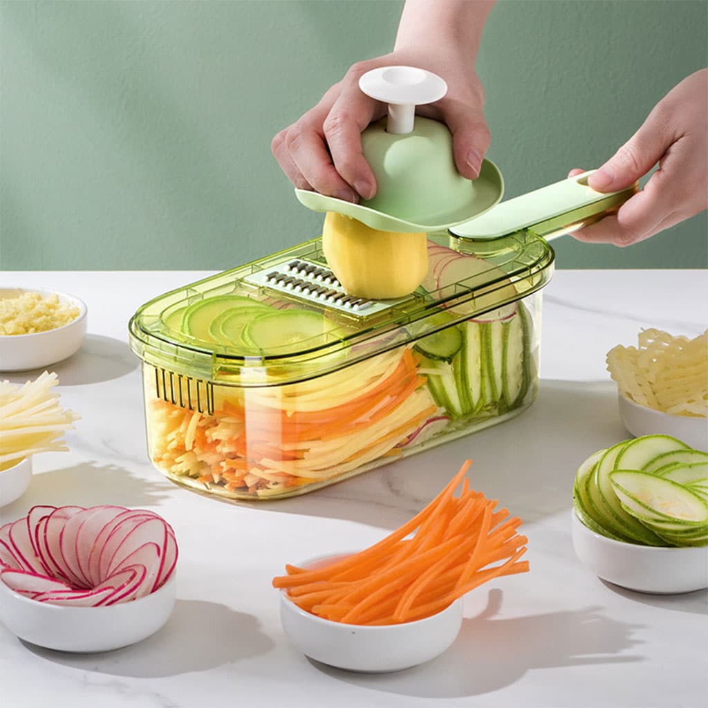 Mandoline à légumes professionnelle avec 5 lames et récipient – قطاعة خضر في المطبخ - Cuisine - صورة 1