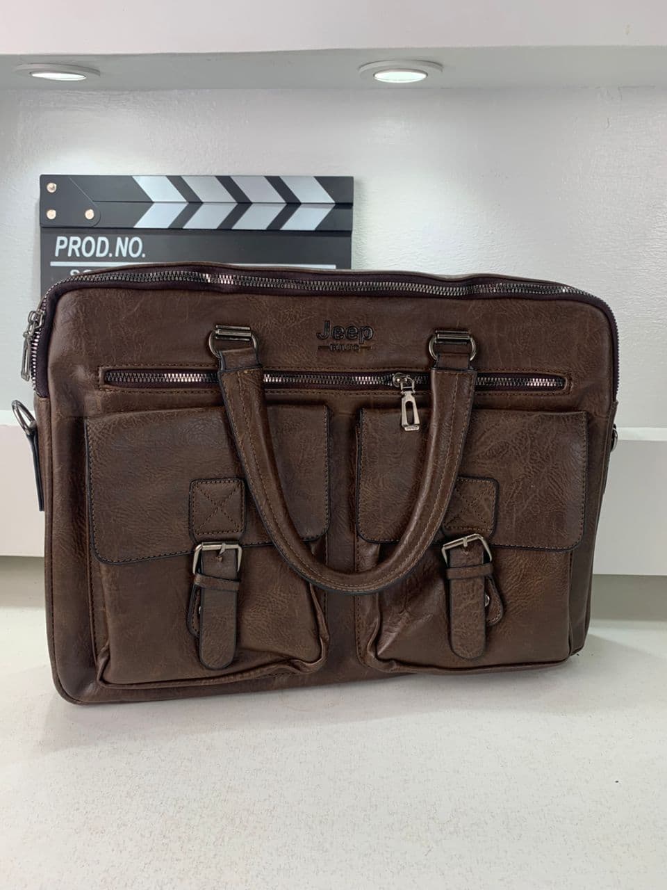 Cartable Homme en Simili Cuir Design Élégant Jeep Marron Foncé – حقيبة جلدية لون بني داكن - Sac à dos et Mode - صورة حقيقية 5