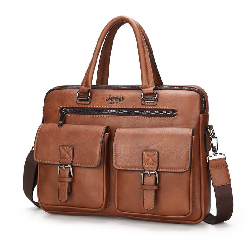 Cartable Homme en Simili Cuir Design Élégant Jeep Marron – حقيبة جلدية لون بني - Sac à dos et Mode - صورة 1