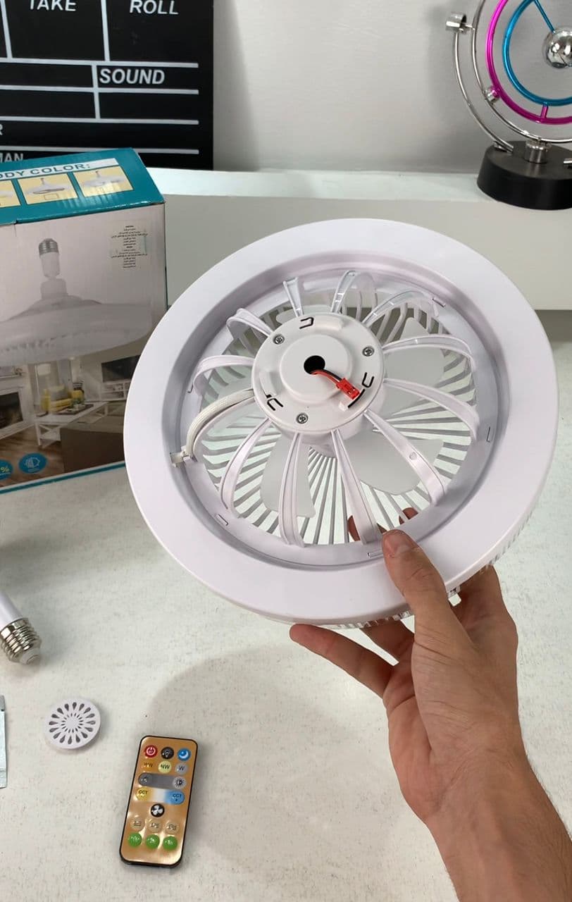 Lampe et Ventilateur de plafond silencieux avec télécommande 30W 220V - Maison - صورة حقيقية 8