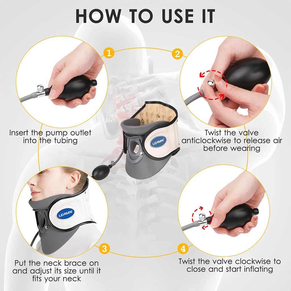 STARICARE Civière de cou gonflable et rétracteur de traction cervicale avec pompe – أداة تصحيح وضعية العنق - Divers - صورة 7