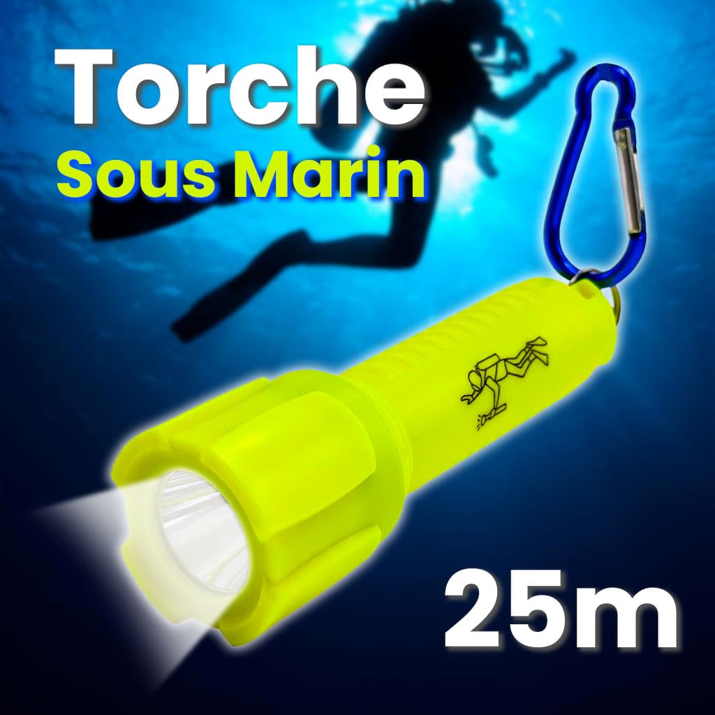 Lampe Torche Sous-Marine Étanche jusqu’à 25 mètres – مصباح تحت السباحة تحت الماء - Camping et Randonnée - صورة 1
