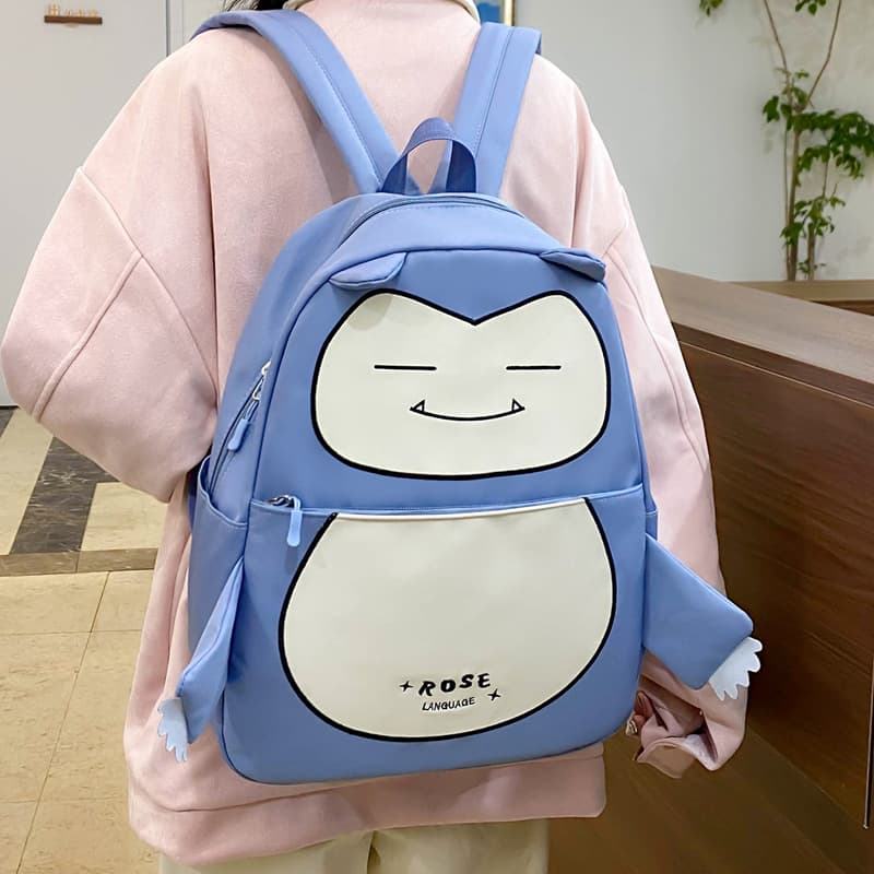 Ensemble de Sacs Snorlax 3Pcs Design Kawaii Bleu – حقيبة مدرسية 3 قطع لون أزرق - Sac à dos et Mode - صورة 2