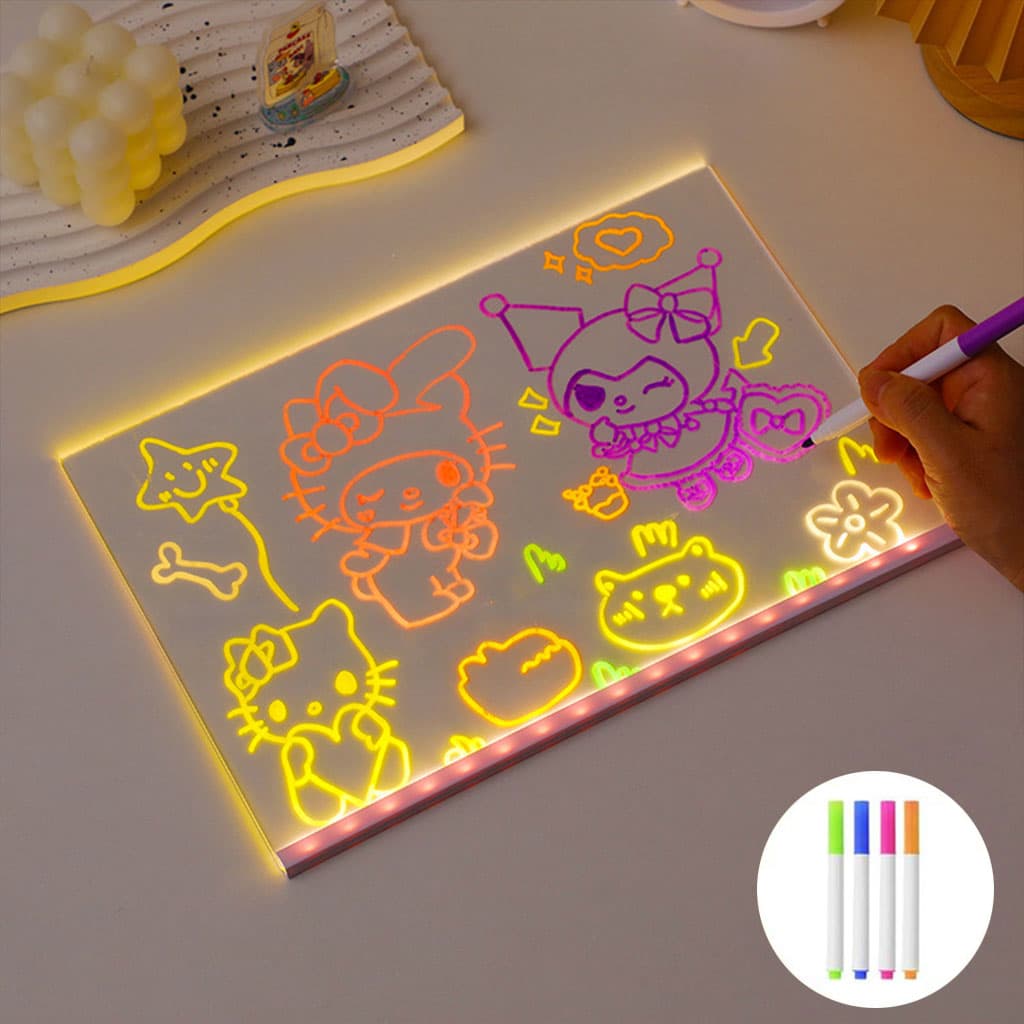 Tableau à Dessin LED coloré avec 4 stylos 30x20cm – لوحة مضيئة للرسم والتلوين - Maternité - صورة 1