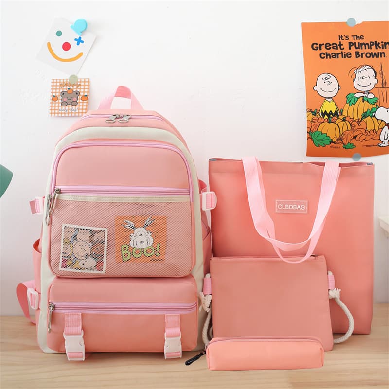 Ensemble de sacs d’école Kawai pour adolescents 4Pcs V3 CLBD Rose – محفظة 4 قطع كاواي وردي - Sac à dos et Mode - صورة 1