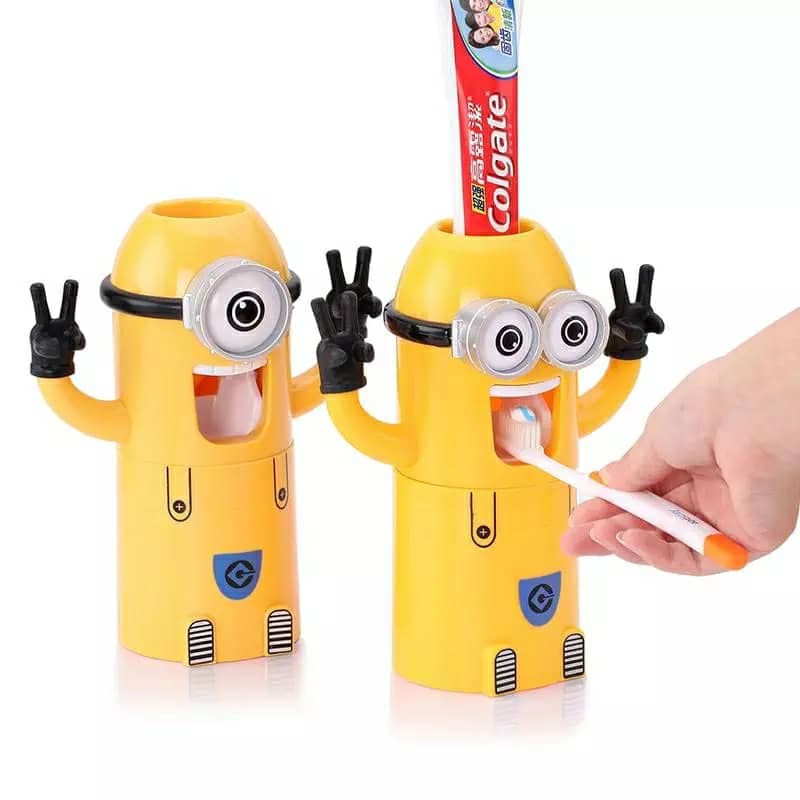 Minions Distributeur et porte brosse a dent 2 in1 presse-dentifrice automatique pour enfants - Maison - صورة 1