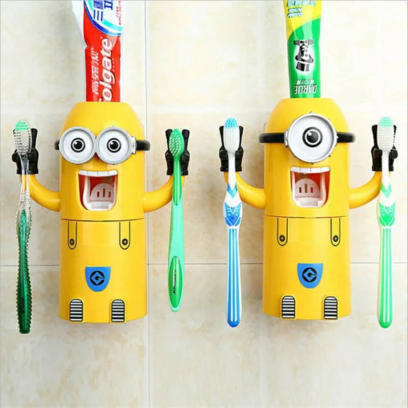 Minions Distributeur et porte brosse a dent 2 in1 presse-dentifrice automatique pour enfants - Maison - صورة 2
