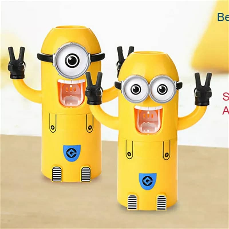 Minions Distributeur et porte brosse a dent 2 in1 presse-dentifrice automatique pour enfants - Maison - صورة 4