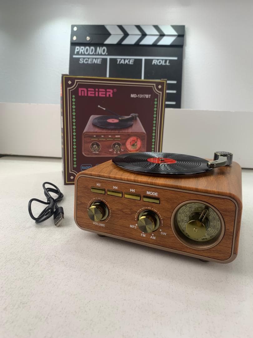 Haut Parleur et Radio tourne-disque vintage Bluetooth Sans Fil – مكبر صوت بلوتوث على شكل راديو - Décoration - صورة حقيقية 7