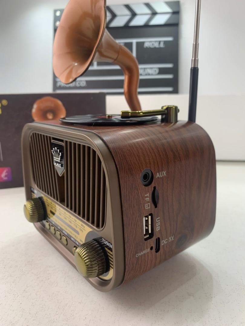 Radio rétro sans fil Bluetooth FM AM SW avec USB TF MD-1319BT – مكبر صوت بلوتوث على شكل راديو - Décoration - صورة حقيقية 10