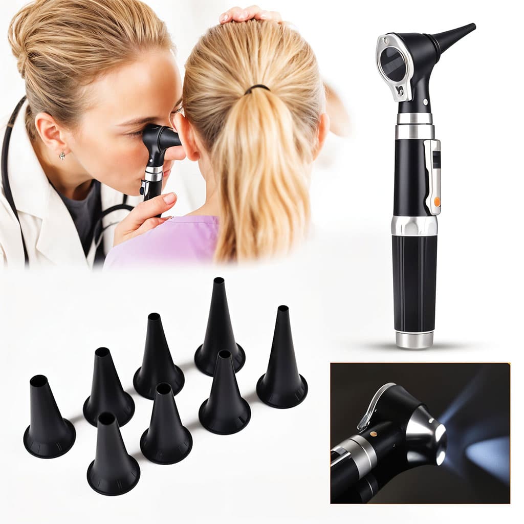Otoscope 3X avec LED loupe de contrôle d’oreille portable avec 8 capuchons – جهاز فحص الأذن - Soins et Beauté - صورة 1