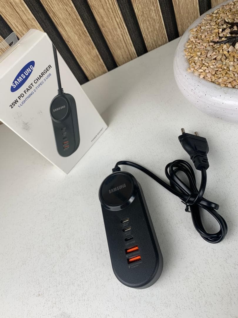 Power Socket Charge rapide Samsung, 25 W 5 Ports Type-C USB Lightning – مقبس شحن سريع سامسونغ - Électronique - صورة حقيقية 5