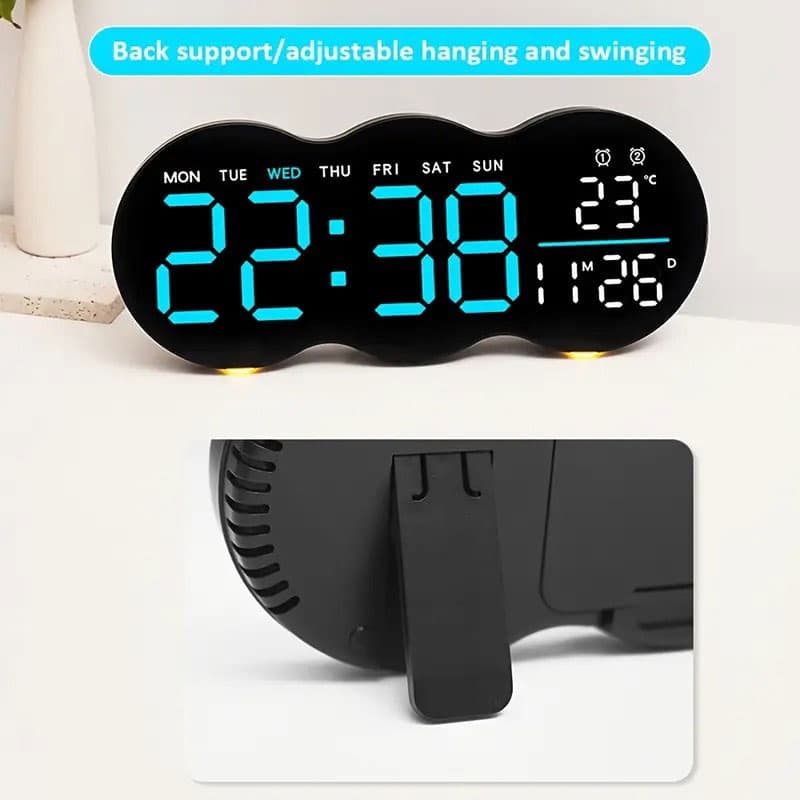 Horloge murale numérique à LED avec télécommande YX-2808 – ساعة حائط مع إضاءة مدمجة - Décoration - صورة 4