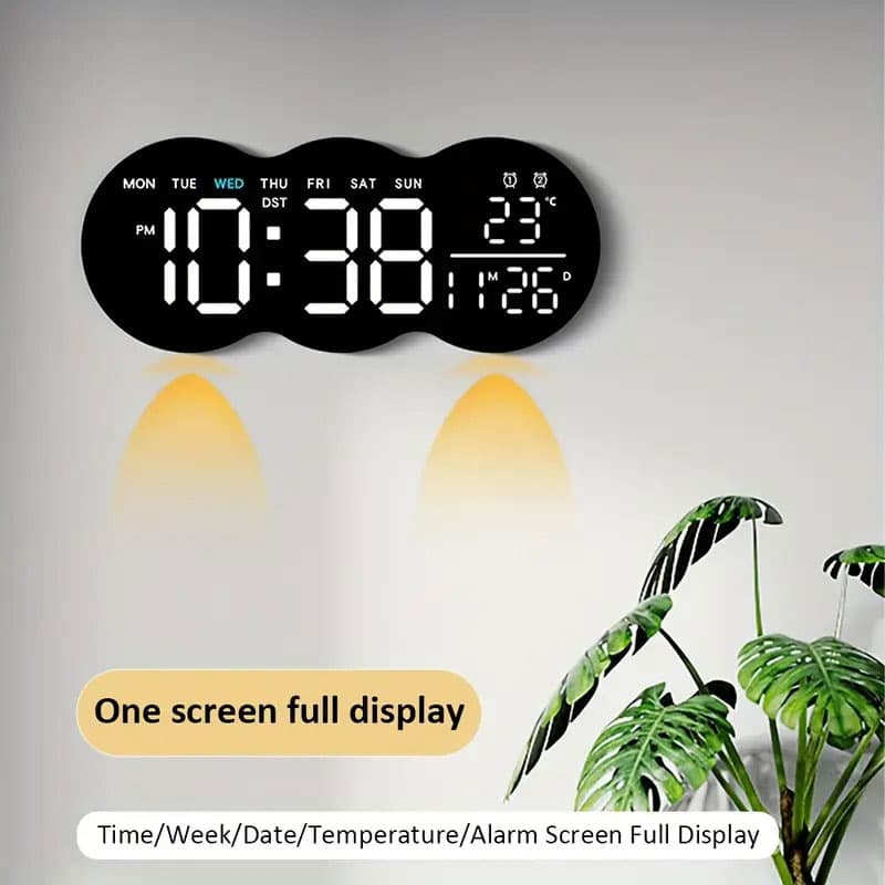 Horloge murale numérique à LED avec télécommande YX-2808 – ساعة حائط مع إضاءة مدمجة - Décoration - صورة 6