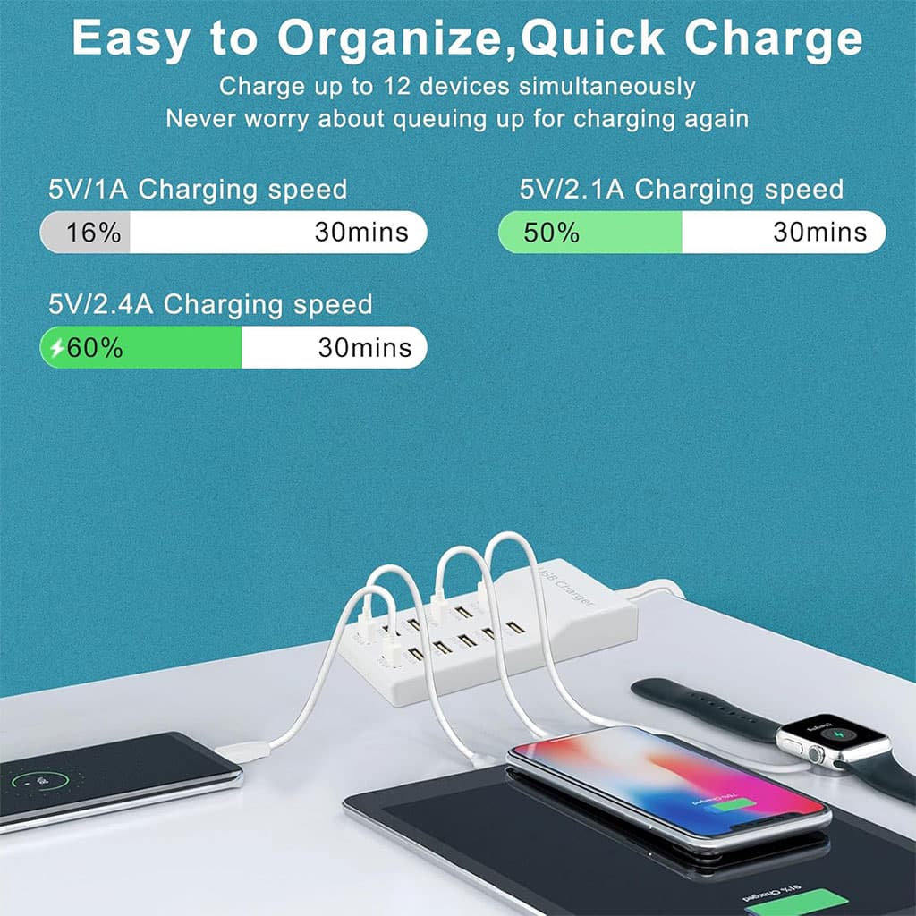 Station de charge USB avec multiprise 12 ports charge rapide – مقبس طاقة متعدد المنافذ - Électronique - صورة 2