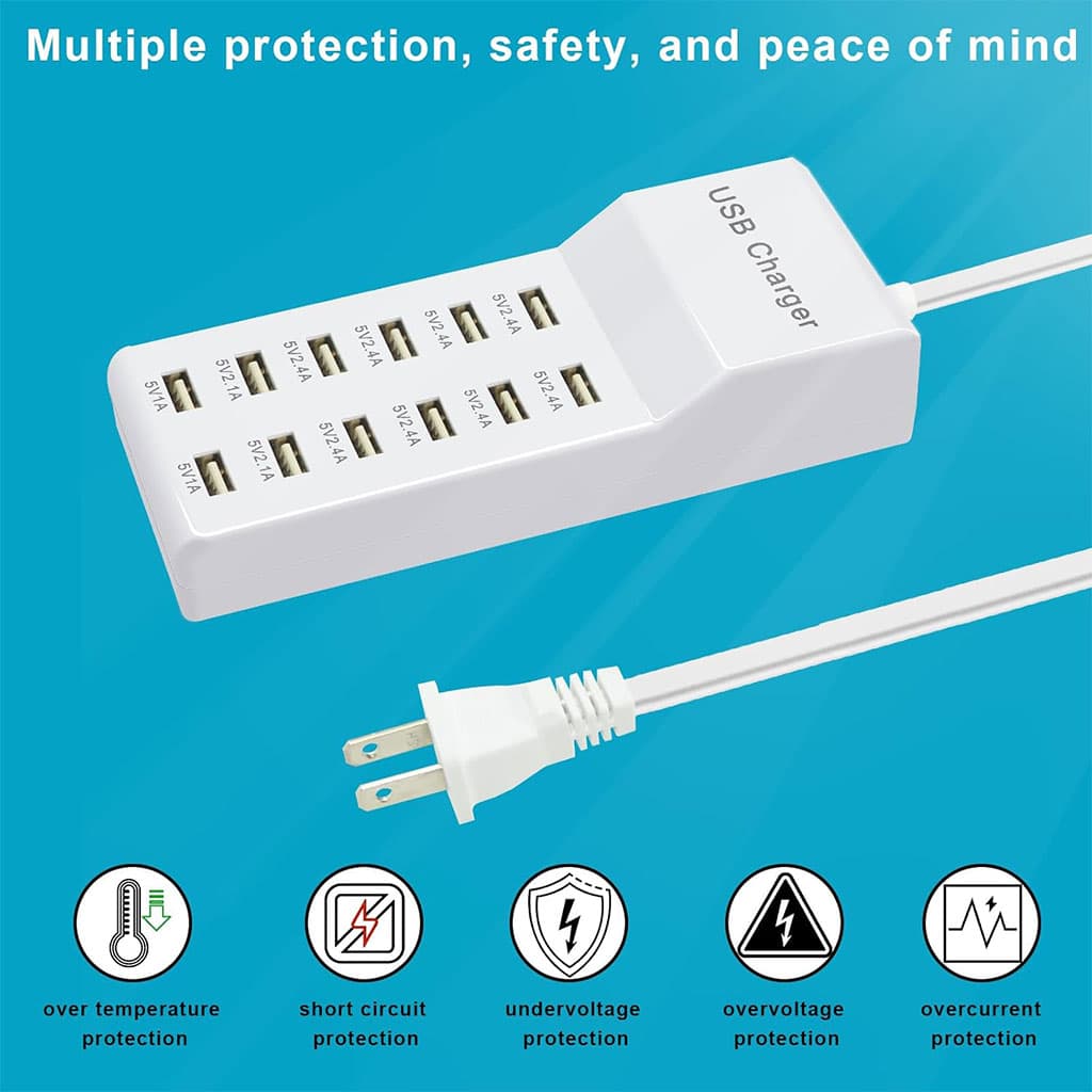 Station de charge USB avec multiprise 12 ports charge rapide – مقبس طاقة متعدد المنافذ - Électronique - صورة 5