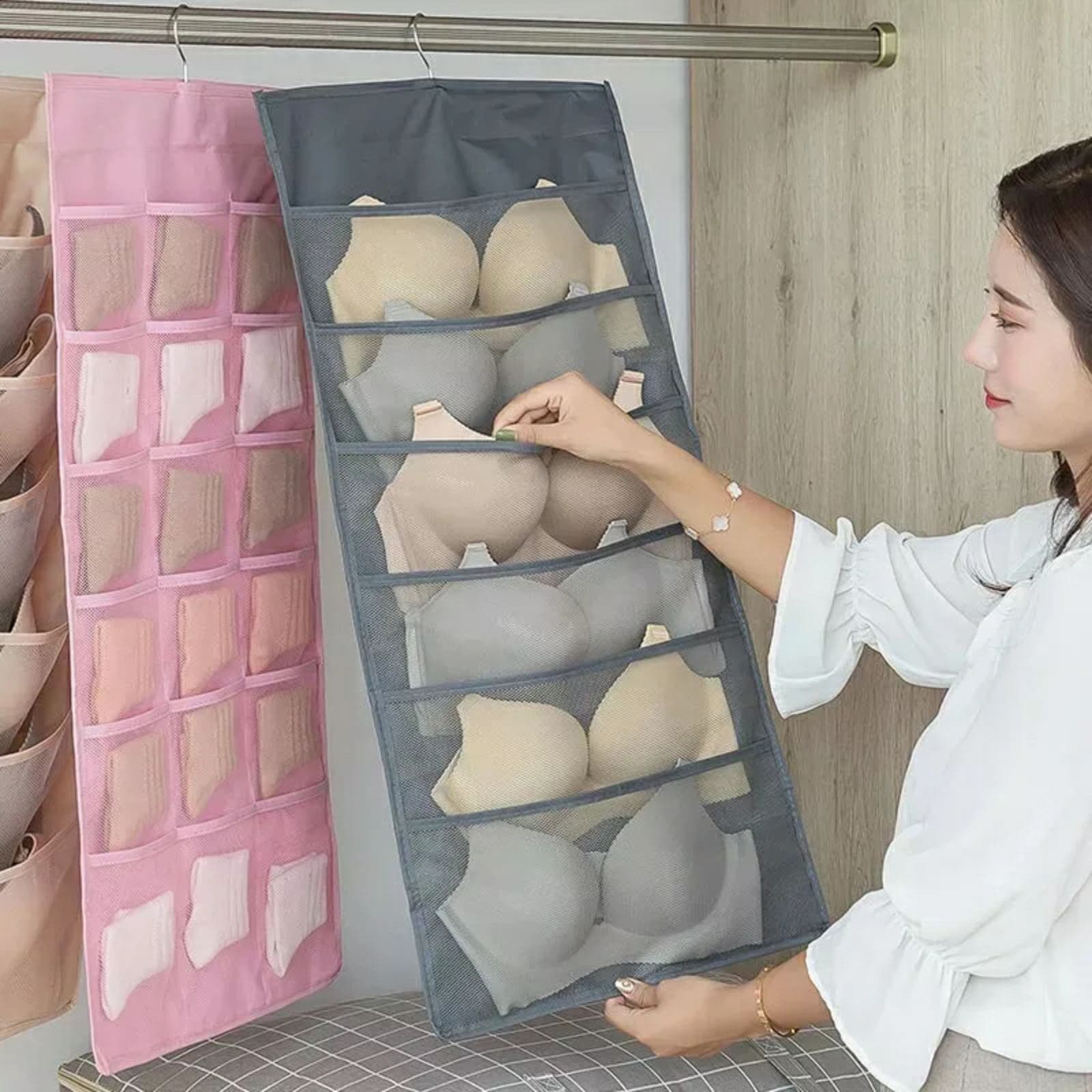 Organisateur de sous-vêtements multi-poches Double face suspendu de chaussettes de soutien-gorge - Maison - صورة 1