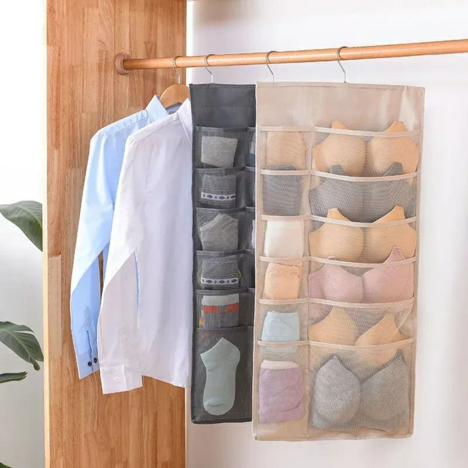 Organisateur de sous-vêtements multi-poches Double face suspendu de chaussettes de soutien-gorge - Maison - صورة 3