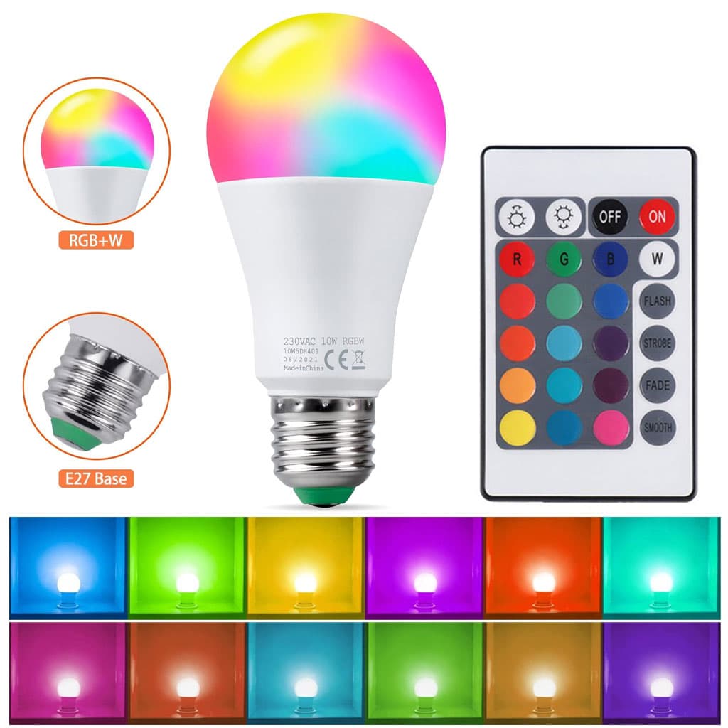 Ampoule LED RGBW E27 à intensité variable 16 couleurs – مصباح بأضواء ملونة - Électronique - صورة 1