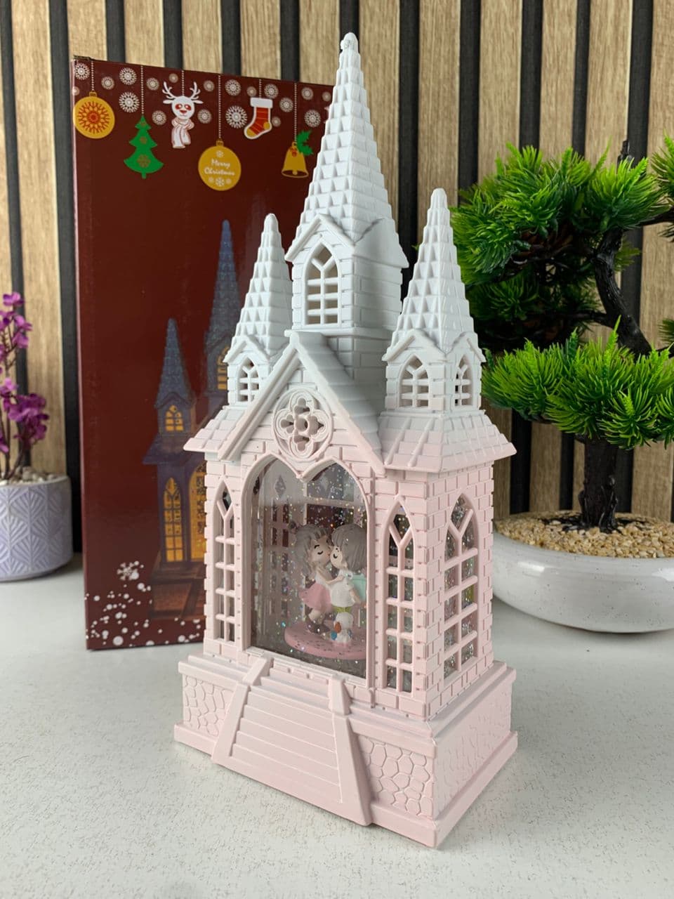 Château à neige lumineux avec paillettes tourbillonnantes – ديكور قلعة الثلج - Décoration - صورة حقيقية 5