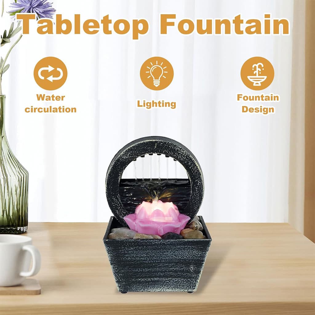Fontaine à eau cascade avec éclairage LED pour décoration intérieure et ambiance V3 - Décoration - صورة 5