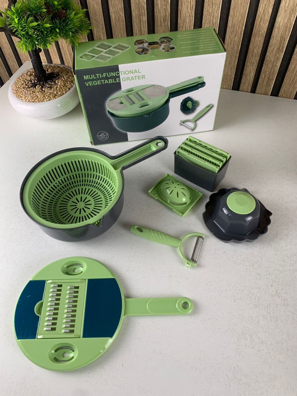 Râpe Multifonction 9en1 pour trancher les légumes – قطاعة خضر متعددة الإستعمالات - Cuisine - صورة حقيقية 9