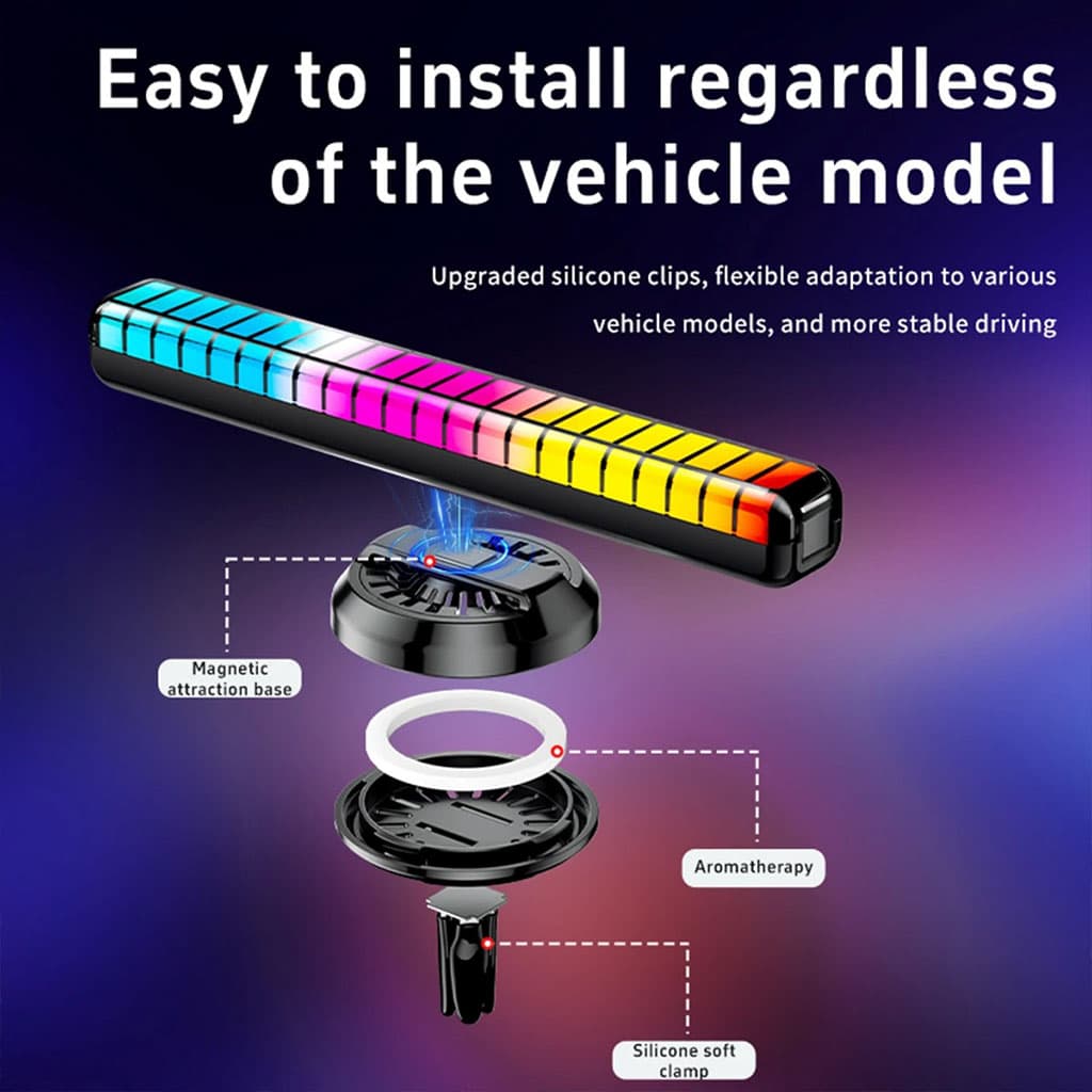 Lampe d’ambiance musicale pour voiture avec humidificateur RGB 1Pcs – مصباح موسيقي للسيارة مع معطر جو - Accessoires Auto/Moto - صورة 5