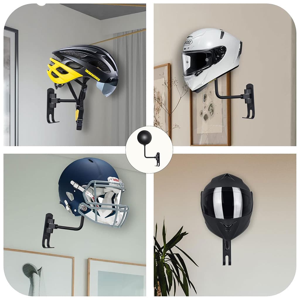 Support Mural pour Casque avec 2 Crochets pour Manteaux – حامل خوذة يُثبّت على الحائط مزود بخطافين للمعاطف - Accessoires Auto/Moto - صورة 7