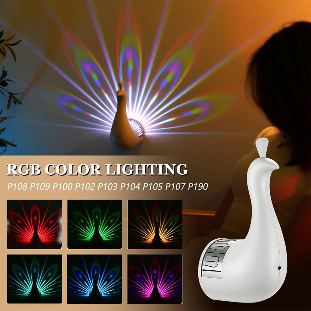 Applique murale en forme de paon 7 réglages de couleur avec télécommande – مصباح ديكور على شكل طائر الطاوس - Décoration - صورة 4