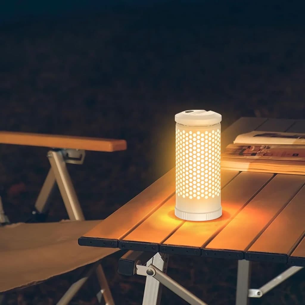 Lampe de camping design en nid d’abeille avec 3 couleurs variable rechargeable - Camping et Randonnée - صورة 4
