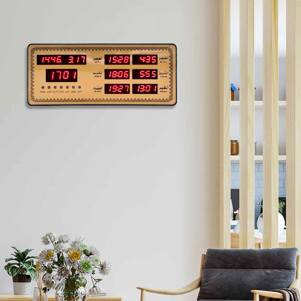 Horloge Islamic Digitale LED avec Heures de Prière AZ2515 – ساعة رقمية إلكترونية لمواقيت الصلاة - Décoration - صورة 2