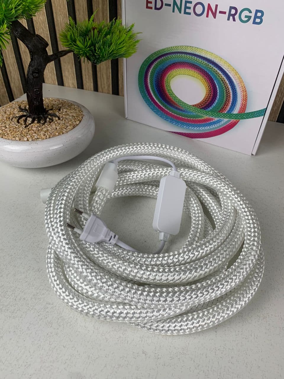 Bande LED Néon RGB motif réticulaire rond à 360 degrés flexible – شريط إضاءة ملونة - Électronique - صورة حقيقية 8