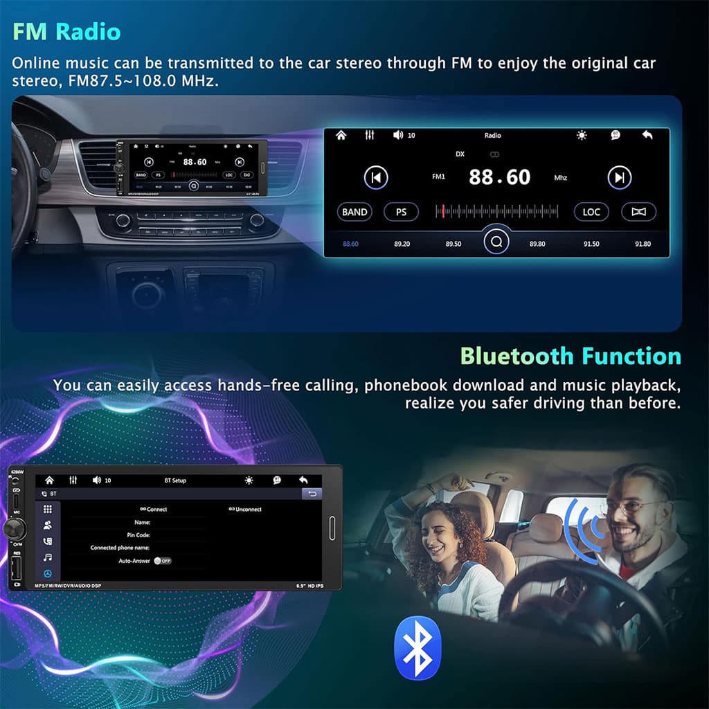 Autoradio 1 DIN avec écran Tactile de 6,9 Pouces Compatible avec Apple CarPlay Wireless/Android Auto - جهاز راديو سيارة - Accessoires Auto/Moto - صورة 2