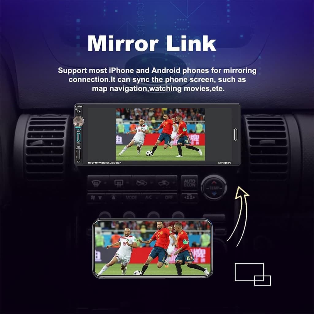 Autoradio 1 DIN avec écran Tactile de 6,9 Pouces Compatible avec Apple CarPlay Wireless/Android Auto - جهاز راديو سيارة - Accessoires Auto/Moto - صورة 7