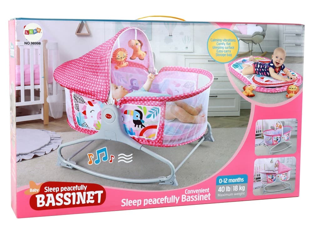 Bassinet Berceau, Lit à bascule avec tapis 2en1, sons et vibrations pour Bébé - سرير أطفال هزاز مع حصيرة - Maternité - صورة 5